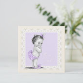 Ivoor en lavendel Baby Girl Shower Kaart (Staand voorkant)