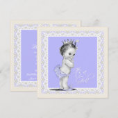 Ivoor en lavendel baby meisje douche kaart (Voorkant / Achterkant)