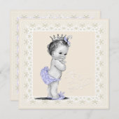 Ivoor en lavendel baby meisje douche kaart (Voorkant / Achterkant)