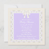 Ivoor en lavendel baby meisje douche kaart (Achterkant)