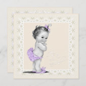 Ivoor en lavendel Baby shower Kaart (Voorkant / Achterkant)