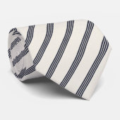 Ivoor en marine gestreepte klassieke luxe stropdas (Opgerold)