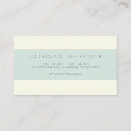  Ivoor en Mint Groene Streeppatroon Visitekaartje (Achterkant)