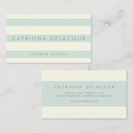  Ivoor en Mint Groene Streeppatroon Visitekaartje (Voorkant / Achterkant)