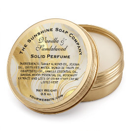 Ivoor en namaak gouden marmer vaste parfumlabel ronde sticker