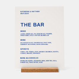 Ivoor en Navy Blauwe Trouwbar Acryl Bord