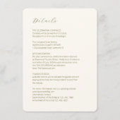 Ivoor en olijf | Script Minimal Wedding Detail Informatiekaartje (Voorkant)