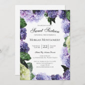 Ivoor- en Paarse hydrangeas | Witte zoete zestien Kaart (Voorkant / Achterkant)