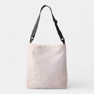 Ivoor en rosegoud accentueren bloemen AI-kunst Crossbody Tas