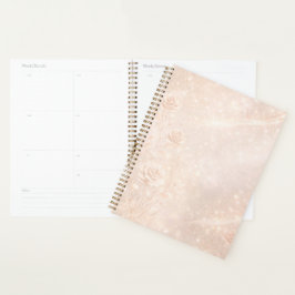 Ivoor en rosegoud accentueren bloemen AI-kunst Planner