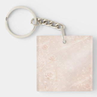 Ivoor en rosegoud accentueren bloemen AI-kunst Sleutelhanger