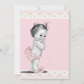 Ivoor en roze  Baby Girl Shower Kaart (Voorkant)