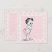 Ivoor en roze Baby shower Kaart (Voorkant / Achterkant)