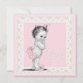 Ivoor en roze Baby shower Kaart (Voorkant)
