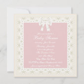 Ivoor en roze babymeisjesdouche kaart (Achterkant)