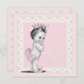 Ivoor en roze babymeisjesdouche kaart (Voorkant / Achterkant)