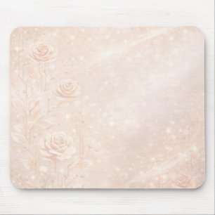 Ivoor- en roze gouden accenten bloemen AI-kunst  Muismat
