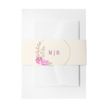 Ivoor en Roze Orchidee Bloemrijke Monogram Bruilof