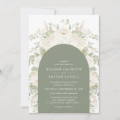 Ivoor en Sage Arch Elegant Bloemen Bruiloft Kaart (Voorkant)