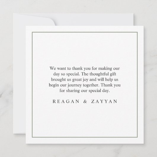 Ivoor en Sage Bloemen Bruiloft Dank u kaart (Achterkant)