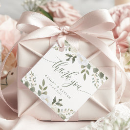 Ivoor en Sage Chic Floral Wedding Dank u Bedankjes Labels