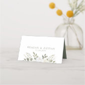 Ivoor en Sage Elegante Bloemen Tafel Plaatskaartje (Achterkant)