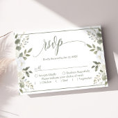 Ivoor en Sage Script Floral bruiloft RSVP Kaartje