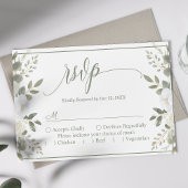 Ivoor en Sage Script Floral bruiloft RSVP Kaartje