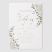 Ivoor en salie Chic Script Elegant Bloemen Huwelij Vellum Uitnodigingen (Voorkant)