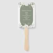 Ivoor en Salie Elegant Bloem Bruiloftsprogramma Handwaaier (Achterkant)