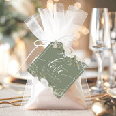 Ivoor en Salie Elegant Bloemen Bruiloft Bedankjes Labels