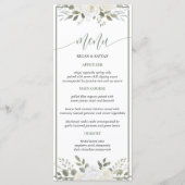 Ivoor en Salie Elegant Bloemen Bruiloft Menu (Voorkant)