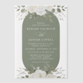 Ivoor en Salie Elegant Bloemen Bruiloft Vellum Uitnodigingen (Voorkant)