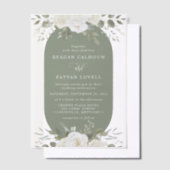 Ivoor en Salie Elegant Bloemen Bruiloft Vellum Uitnodigingen (Offset)