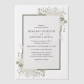 Ivoor en Salie Elegant Bloemen Lijst Bruiloft Vellum Uitnodigingen (Voorkant)