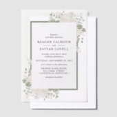 Ivoor en Salie Elegant Bloemen Lijst Bruiloft Vellum Uitnodigingen (Offset)