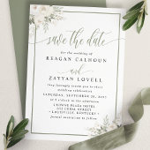 Ivoor en salie Elegant Floral Save The Date Kaart