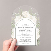 Ivoor en Salie Elegante Boog Bloemen Bruiloft Acryl Uitnodigingen (Insitu (Draagbaar))
