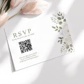 Ivoor en Salie QR Code Bloem Bruiloft RSVP Kaart