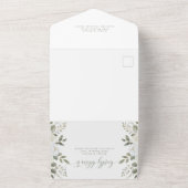 Ivoor en salie verfijnde bloemenbruiloft all in one uitnodiging (Buitenkant)