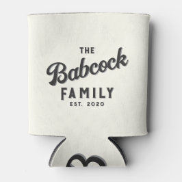 Ivoor en Warm Zwart Retro Familienaam & Jaar Blikjeskoeler