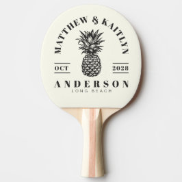 Ivoor en Warm Zwart Tropische Ananas Bruiloft Tafeltennisbatje