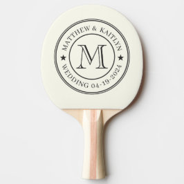 Ivoor en Warm Zwart Trouw Monogram Ster Tafeltennisbatje