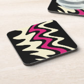 Ivoor- en warme roze avy strepen bier onderzetter (Linkerzijde)