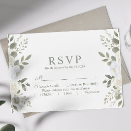 Ivoor en Wijze Elegante Bloemen Huwelijk RSVP