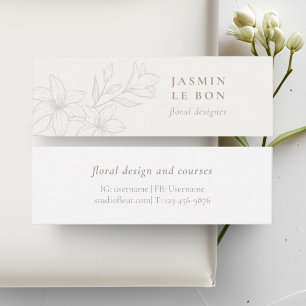 Ivoor en wit   Chic minimalistische bloem Mini Visitekaartje