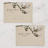 Ivoor en Witte Magnolia Bloemen Zitplaatsen Kaart Plaatskaartje (Voorkant / Achterkant)