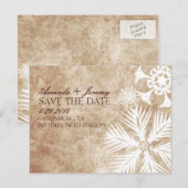  ivoor en witte sneeuwvlokken sparen de Datum Aankondigingskaart (Voorkant / Achterkant)