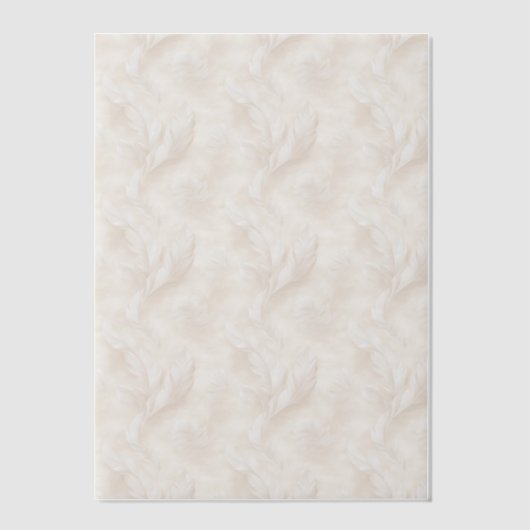 Ivoor en witte veren Vellum Overlay Vellum Uitnodigingen (Voorkant)