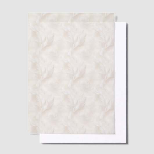 Ivoor en witte veren Vellum Overlay Vellum Uitnodigingen (Offset)